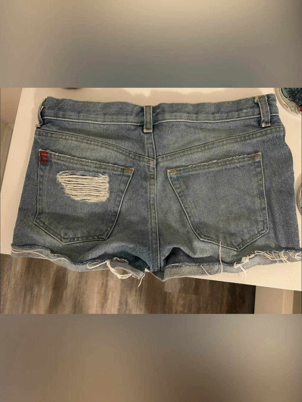 Light Wash Distressed Denim Shorts